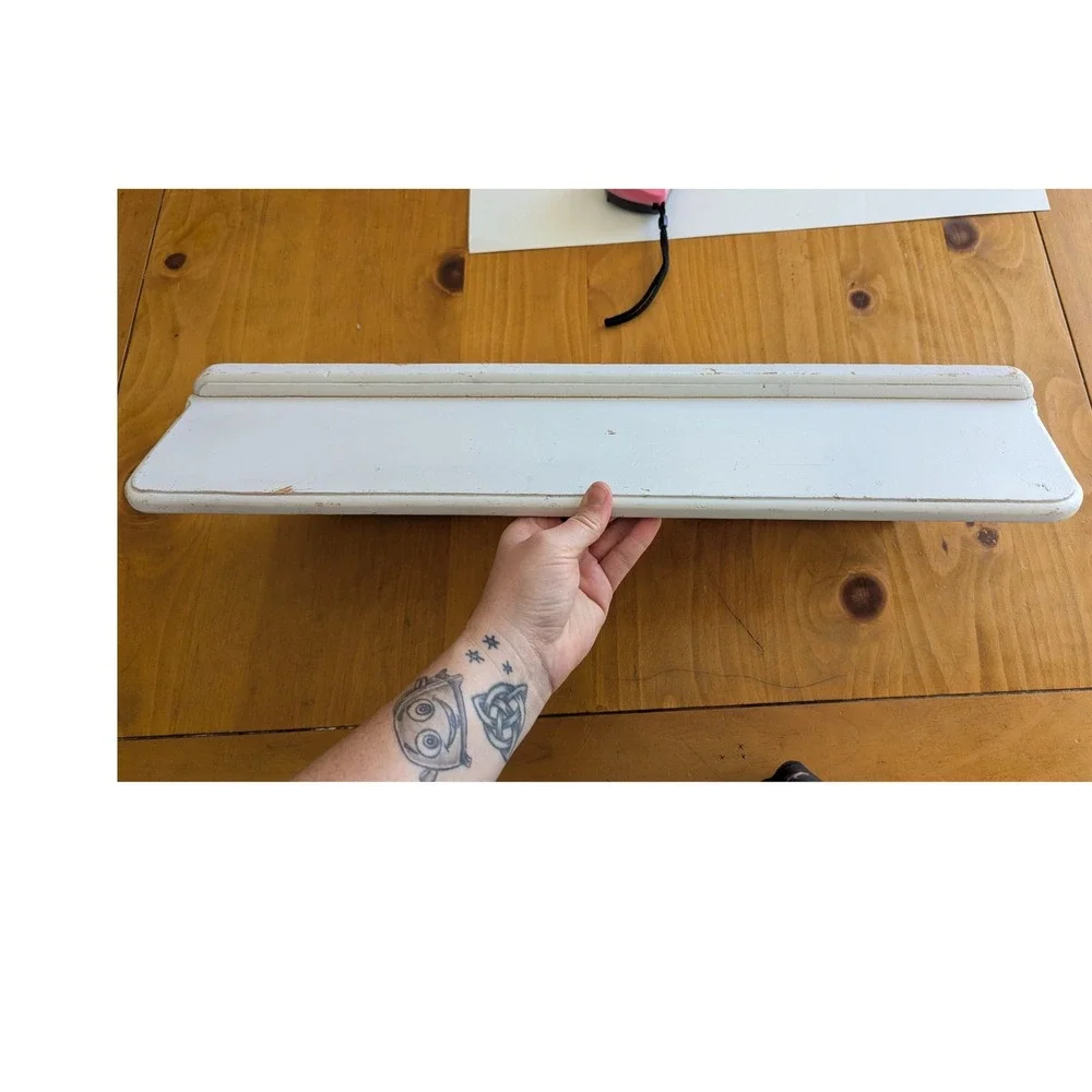 Vintage White Wood Wall Shelf Plate Rail Ledge‎ Farmhouse Cottagecore 24 Inch